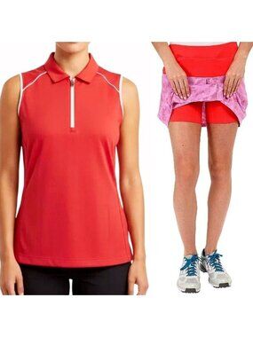 Slazenger Red Golf Sleeveless Top & Adidas Golf Skort Outfit Set Women's Size XS